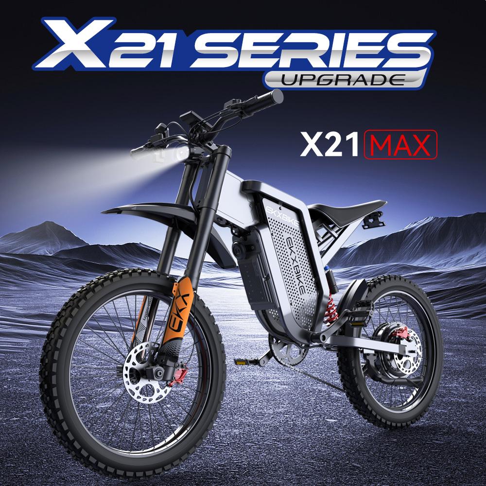 EKXBIKE X21 MAX Off-Road E-Bike with 3000W, Samsung 60V 30Ah, Max Speed To 85km/h, Half-twist Throttle, 70/100-19 Tyre