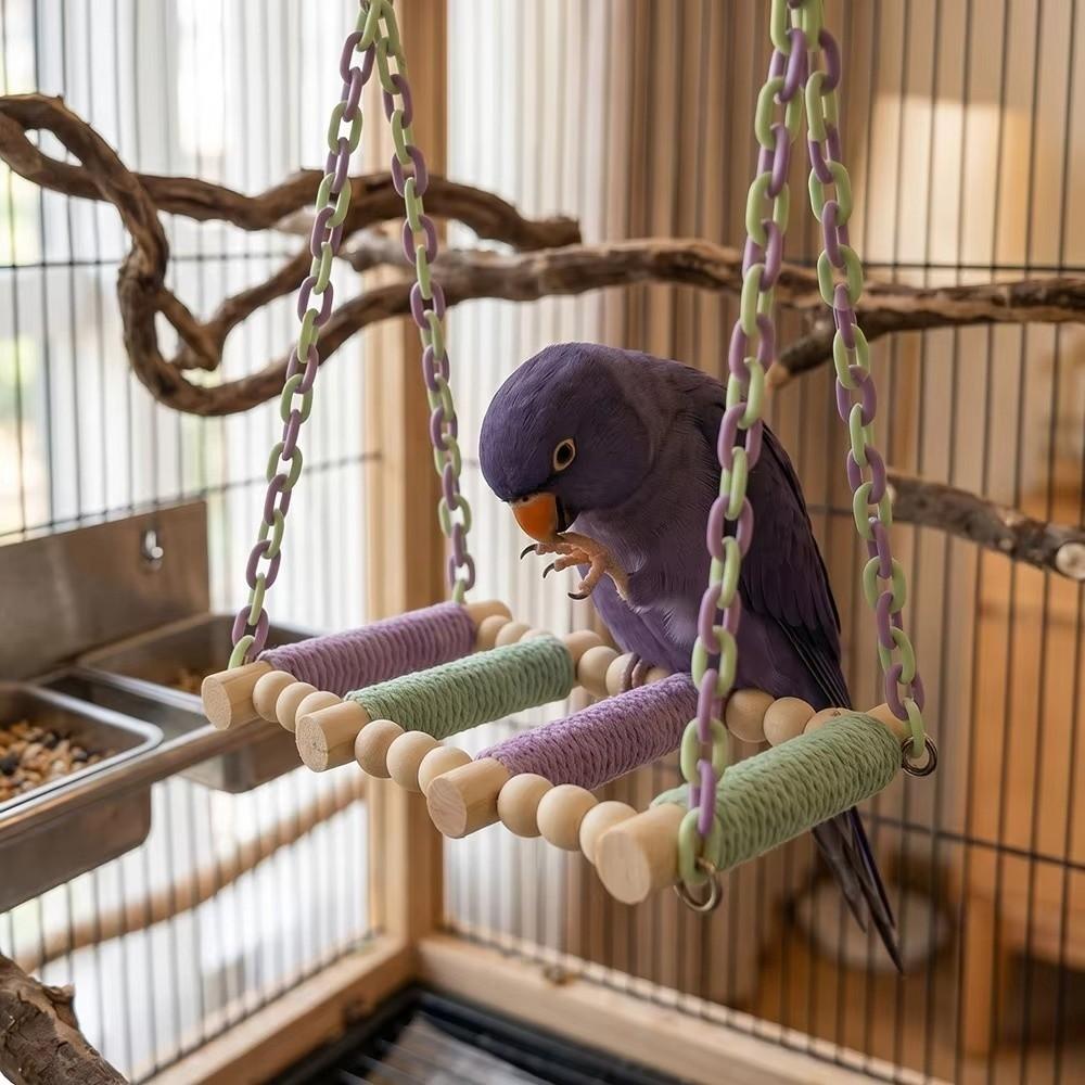 Cotton Rope Parrot Rope Ladder Wooden Construction Bird Cage Ladder for Cockatiels