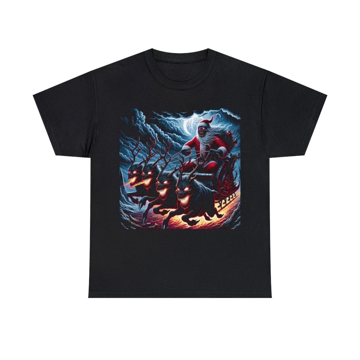 

Adult T Shirt Scary Horror Christmas Heavy Death Metal Santa Claus Retro Style M