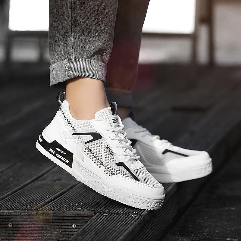 Fashion Vulcanized Sneakers Men Mesh Breathable Canvas Shoes For Men Summer Casual Shoes Sneakers Male British Style Sneakers