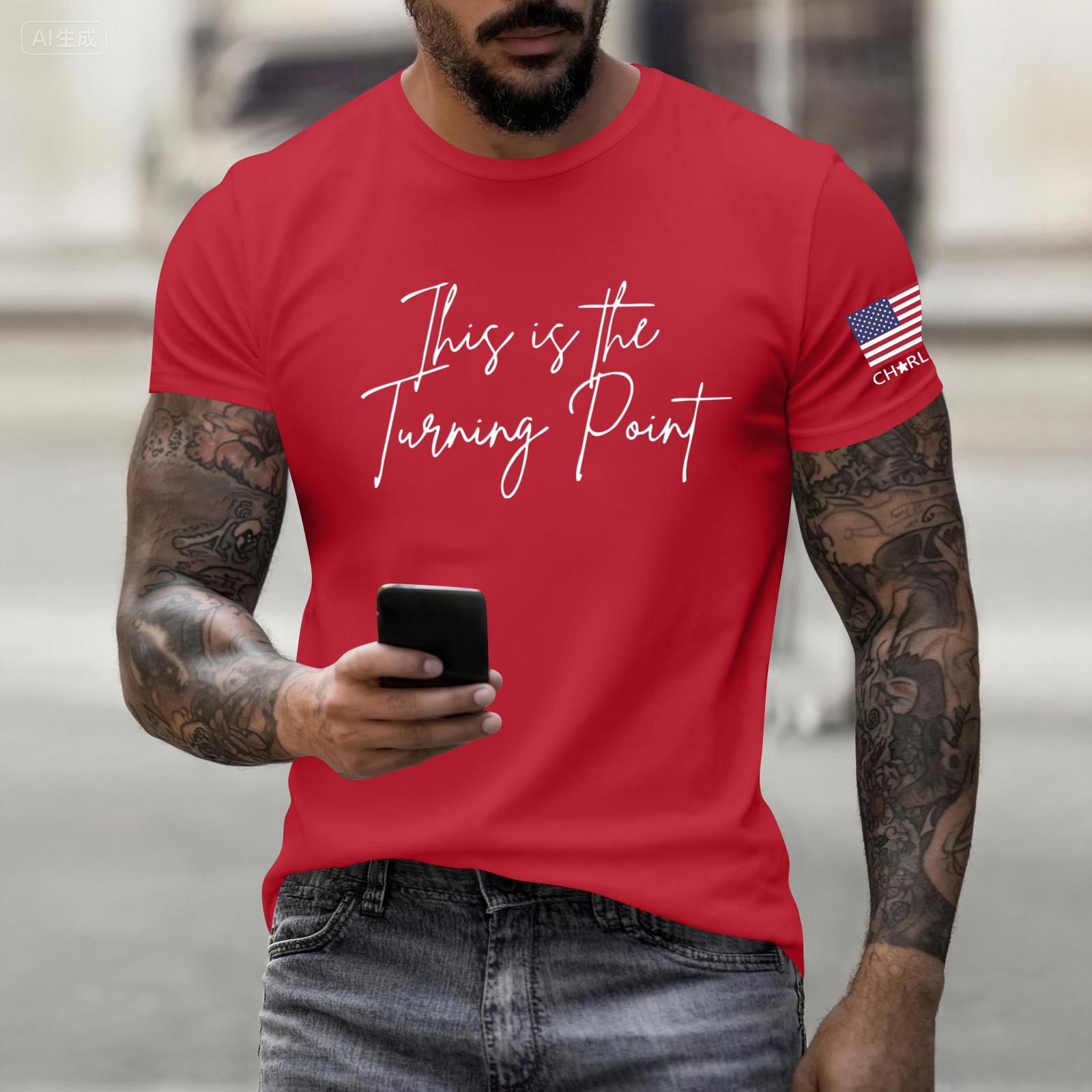 

Модная одежда для работы с коротким рукавом и круглым вырезом, принтованные топы для мужчин, летние топы M красный