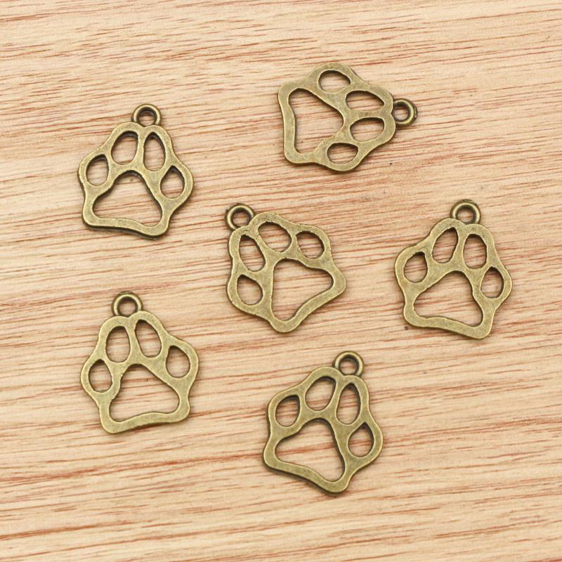 20pcs Cat Dog Footprint Cute Charms Pendant 19x17mm Alloy Metal DIY Jewelry Making Accessories Findings for Necklace Earrings
