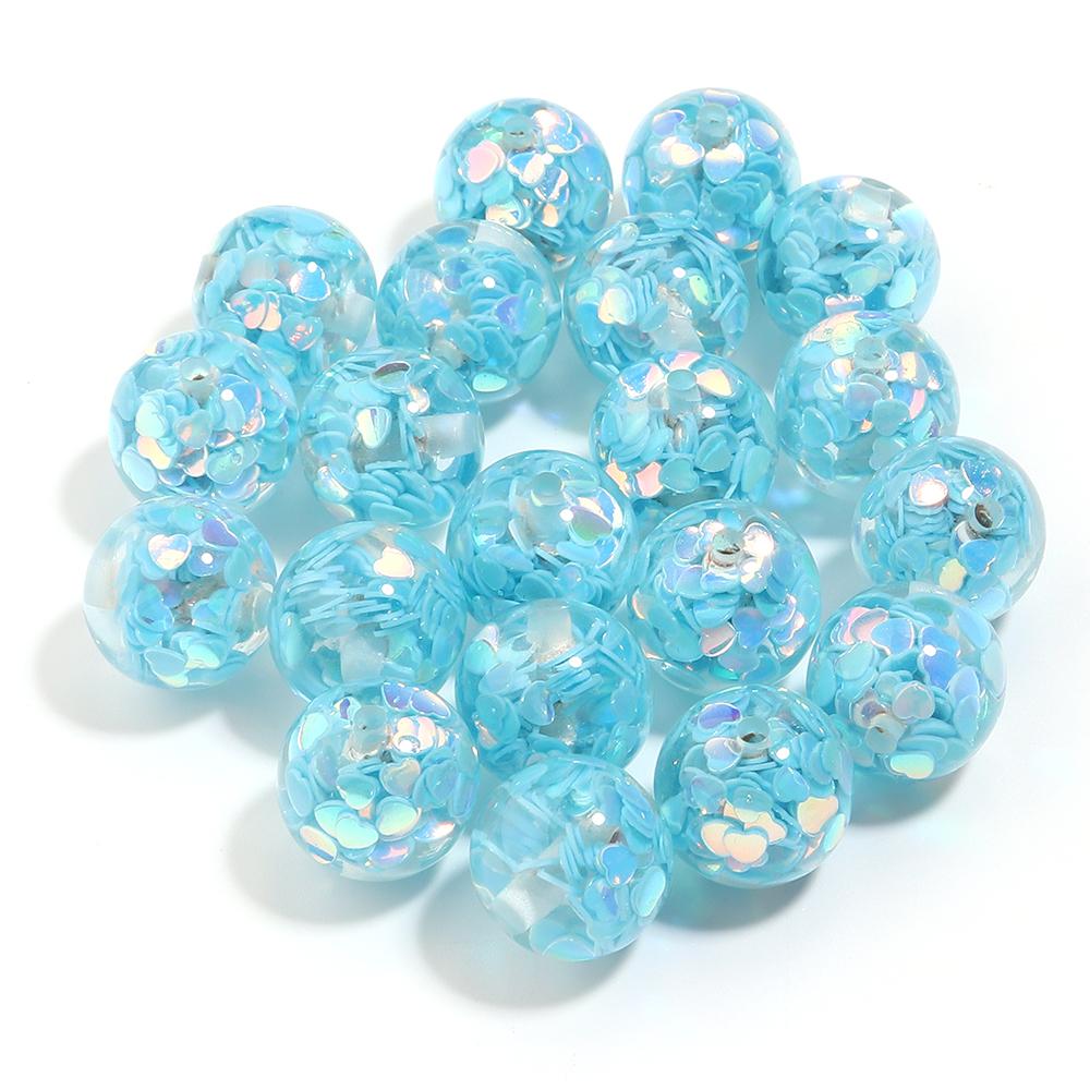 5pcs/lot 16mm Colorful Sequin Resin Beads Round Loose Spacer Beads For Jewelry Making DIY Bracelet Necklace Keychain Accessories