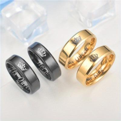 1pc Fashion Crown Engraved with The Queen's Fashion Titanium Steel Ring Designed By The Queen