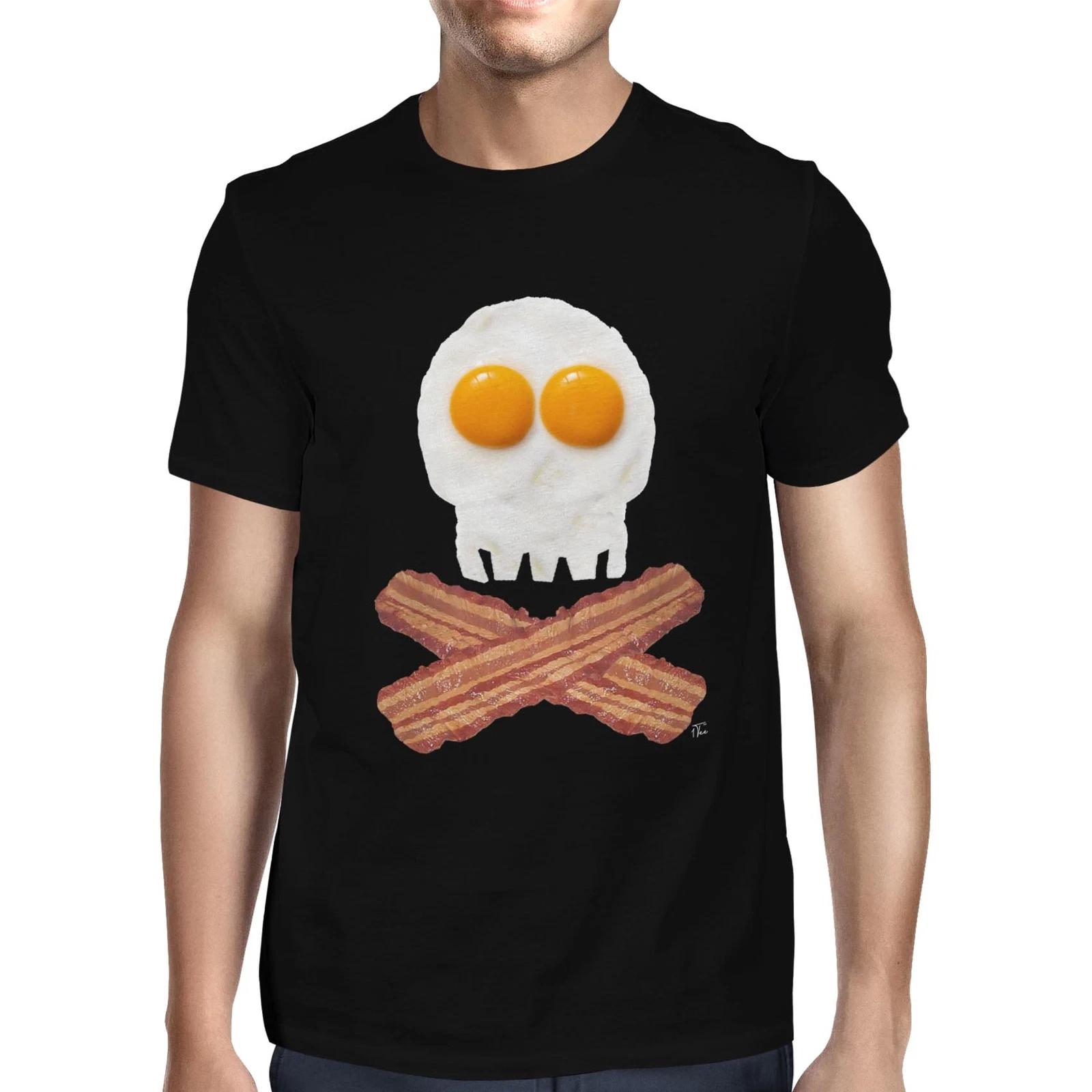 1Tee Mens Pirate Bacon Crossbones Eggs Skull T-Shirt XXXL
