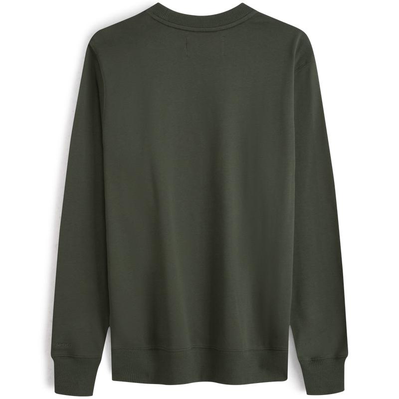 Calvin Klein Logo Embroidered Drop Shoulder Loose Fit Cotton Crewneck Sweatshirt Men sweatshirt Green J320775LLP