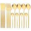 16Pcs Dinnerware Set Stainless Steel Tableware Matte Dinner Rose Gold Cutlery Set Knife Fork Coffee Spoon Flatware Kitchen Set