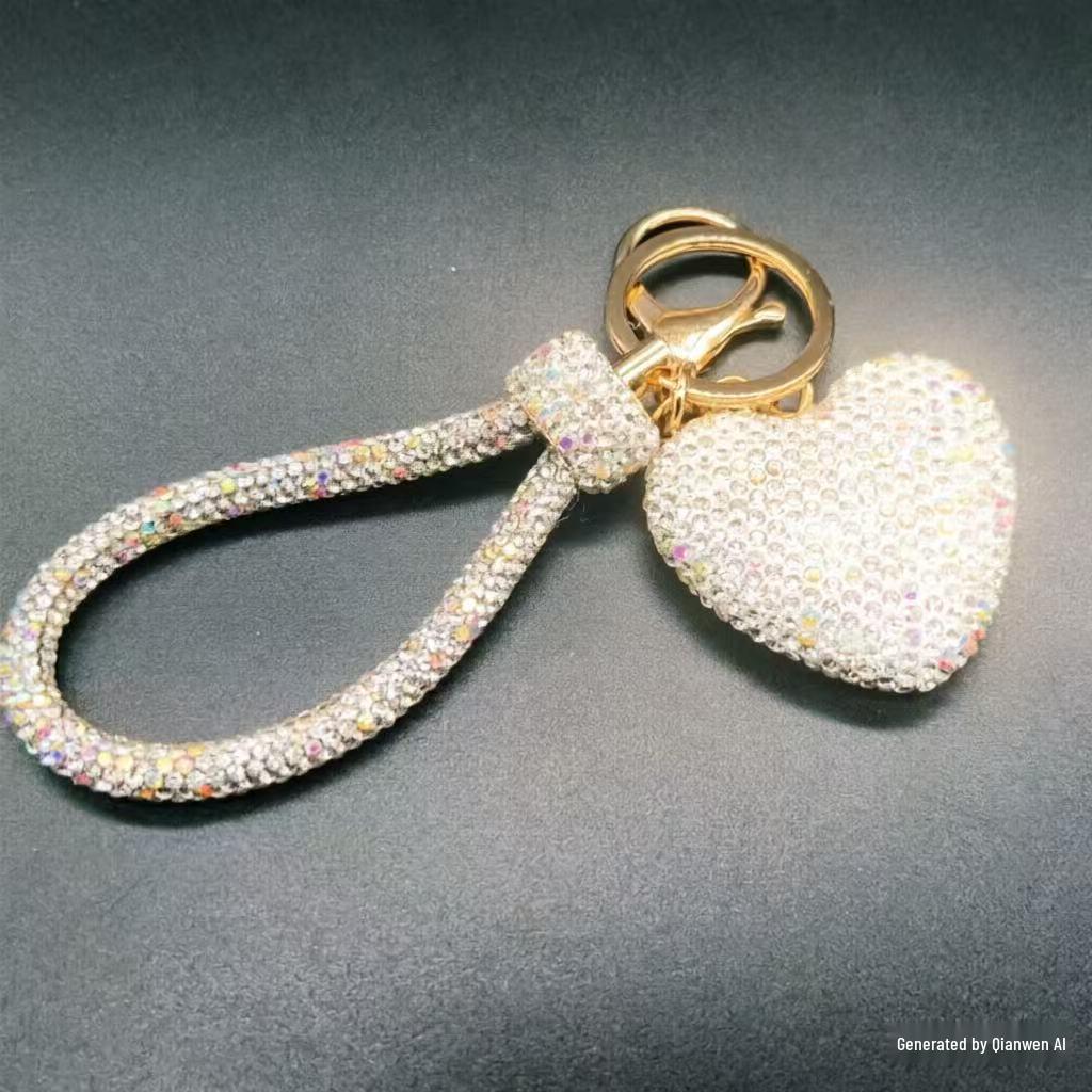 Women's Heart-Shaped Diamond Keychain - Valentine's Day Bag Pendant