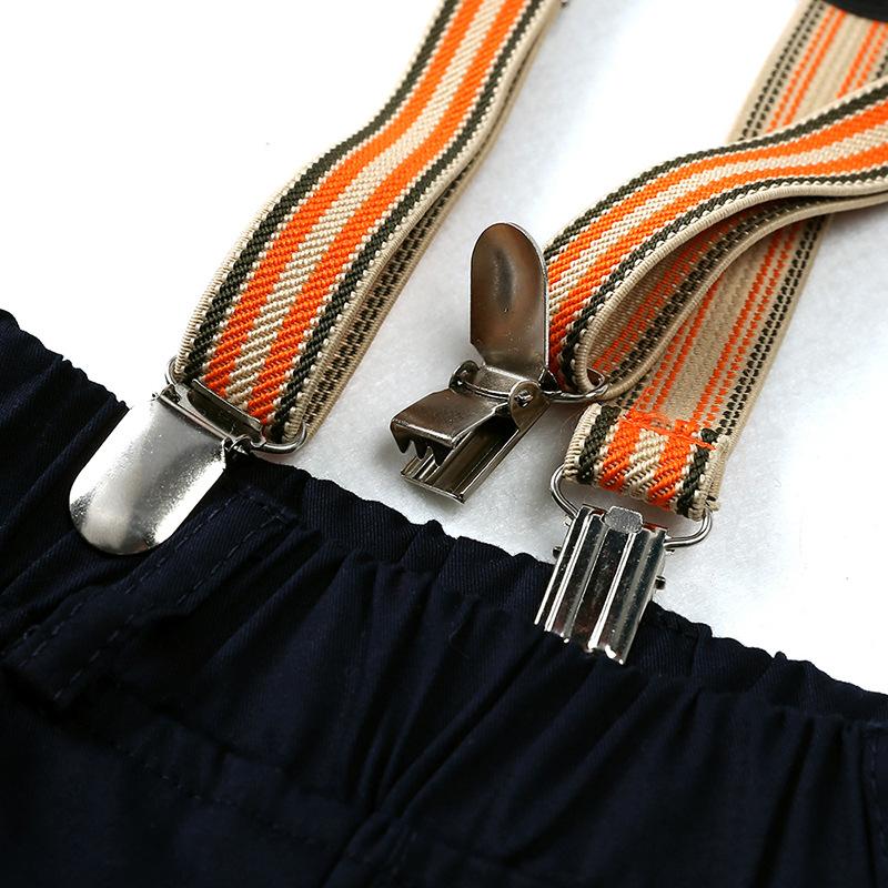 Gentlemen's Shirt Set Boys' Formal Set Striped Short Sleeved Tie Shirt Suspender Pants Birthday Set