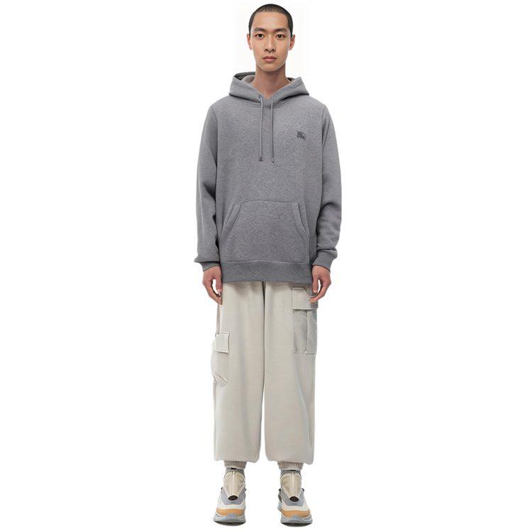 Burberry SS21 Solid Color Fleece Lined Hood Sweatshirt Men's Gray 80362841