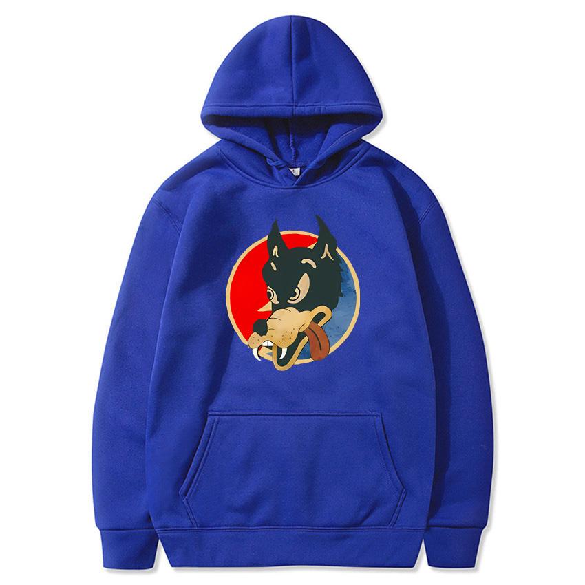 2025 Autumn/Winter Solid Color Wolf Head Classic Hoodie Men's Daily Casual Harajuku Hoodie Y2K Street Wear Warm Hoodie