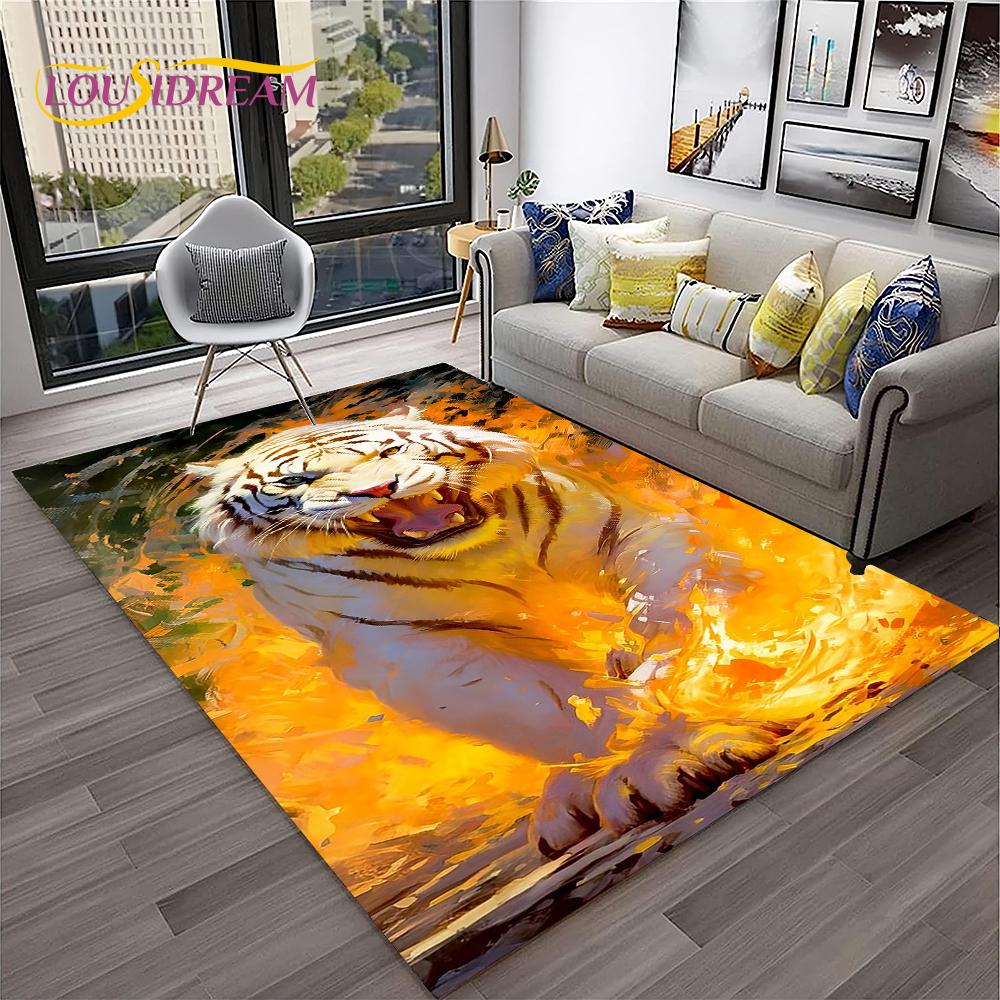 3D Cartoon Droom Tijger Dier Beest Tapijt Vloerkleed voor Huis Woonkamer Slaapkamer Bank Deurmat Decoratie, Kinder Vloerkleed Antislip Vloermat
