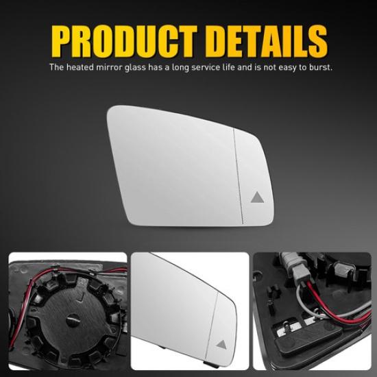 2X Clear Mirror Glass Heated+Blind Spot Kit For Mercedes-Benz CLA C117 2013-2018