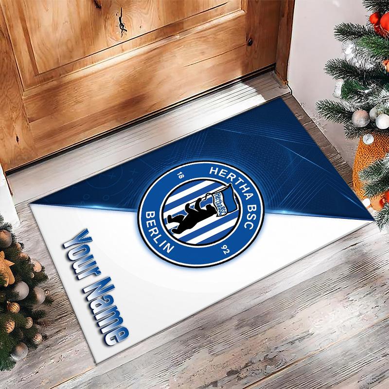 Hertha Bsc Printed Crystal Velvet Rug Non‑Slip Crystal Velvet Carpet For Sofa Bedroom Indoor Home Decoration