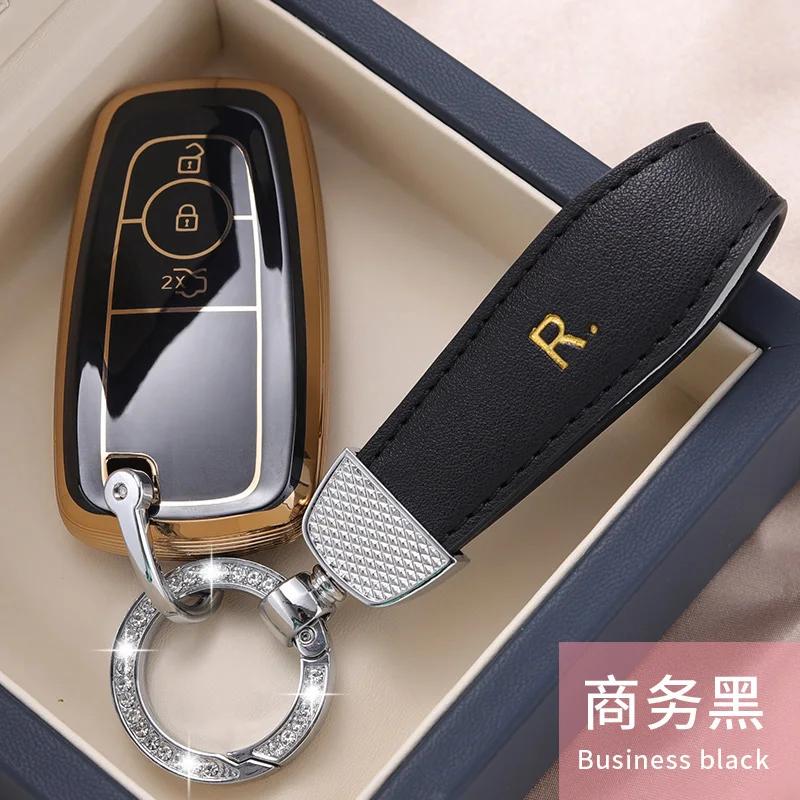 Styling Mouldings Car Key Case Cover Protect Shell Bag For Ford Fusion Mustang Explorer F150 F250 F350 EcoSport Edge S-MAX Range