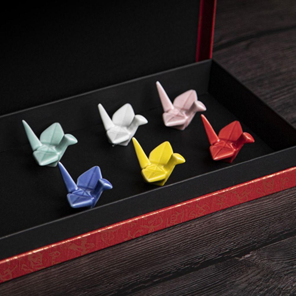 1pcs Desktop Decor Ornament Chopstick Holder Paper Crane Shape Chopsticks Pillow  Desktop