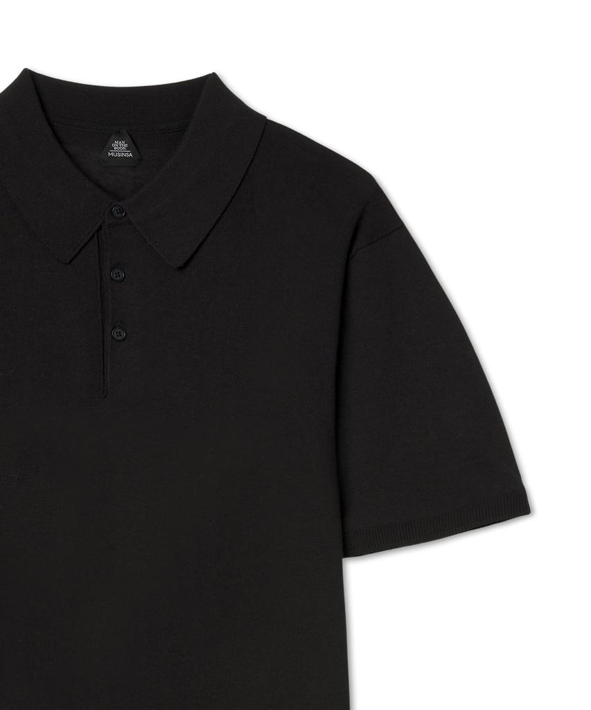 MAN ON THE BOON Polo Knit T-Shirt Black
