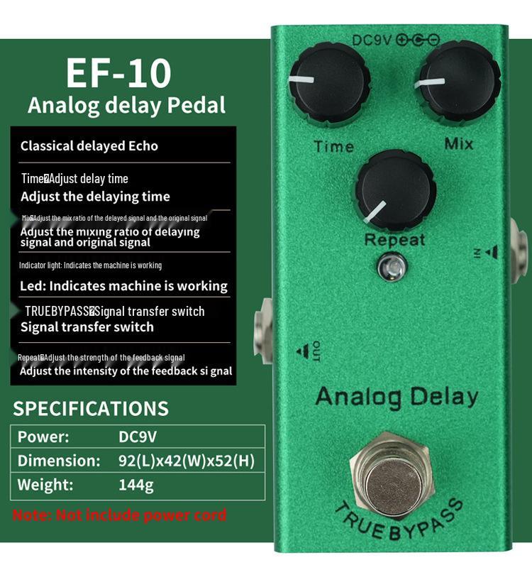 Compact Electric Guitar Effects Pedal: Overdrive, Distortion, Tremolo, Delay, Chorus, Reverb