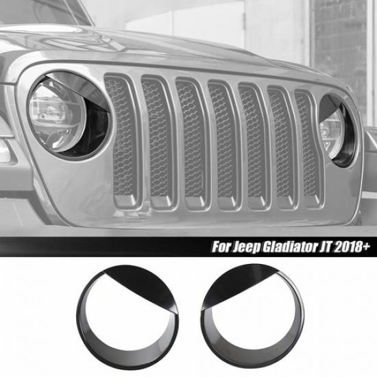 Schwarze Zubehör Scheinwerferblenden Verkleidung Abdeckung Dekoration für Jeep Wrangler JL 2018-21
