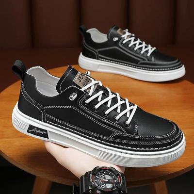 2024Nieuwe Heren Sneaker Mode Leer Casual Schoen Lichte Wandelschoenen voor Heren Comfortabele Flats Luxe Tennisschoenen Zapatillas Hombre