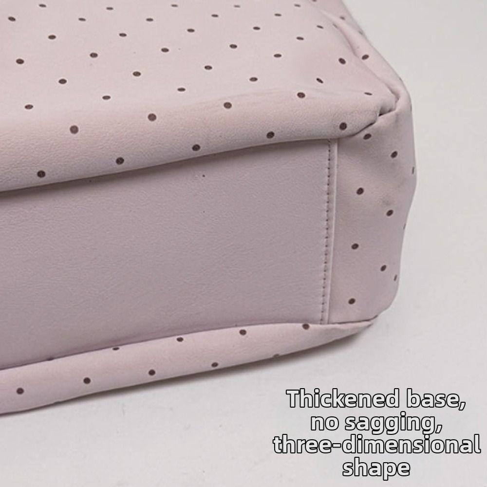 High Quality Casual Shoulder Bag PU Leather Khaki Color Handbag Polka Dot Lightweight Tote Bag