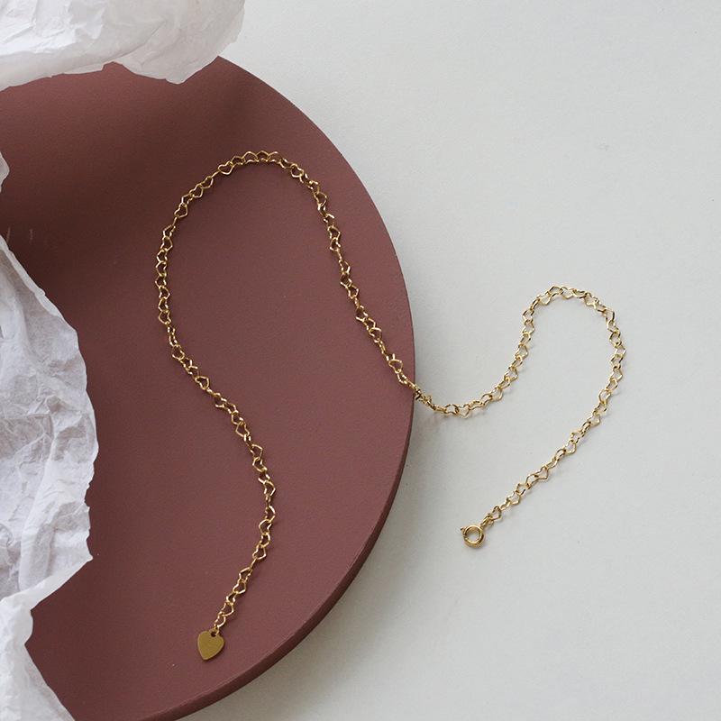 Colier și brățară XL363 Love Chain din titan, placate cu aur de 18K, perfecte pentru iubiți