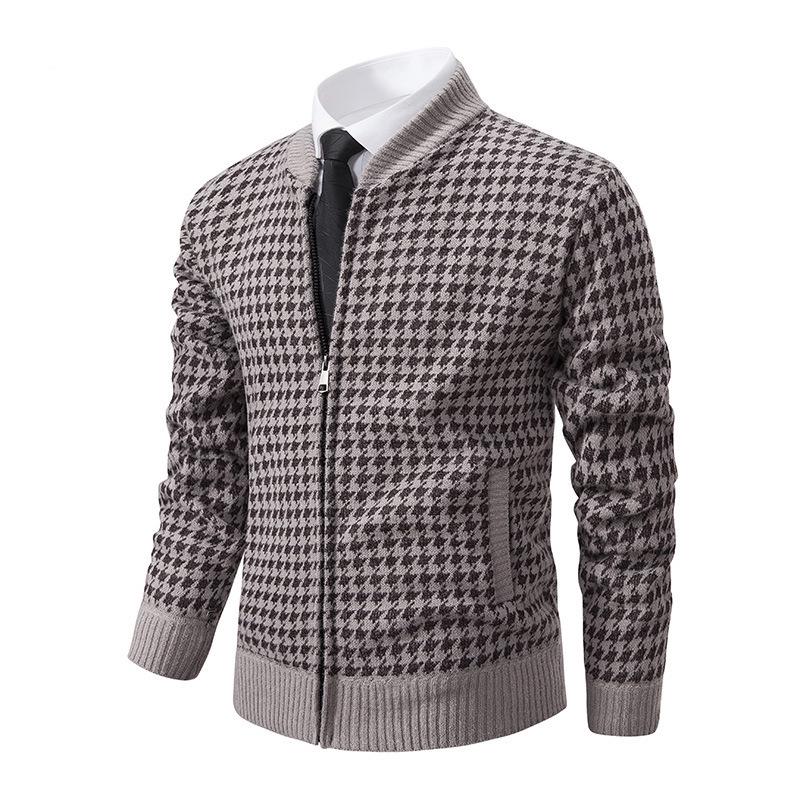 

Men s Fashion Stand Collar Jacket - Autumn/Winter 2023, Thick, Warm, Knitted for Seniors and Middle-aged. XL бежевий