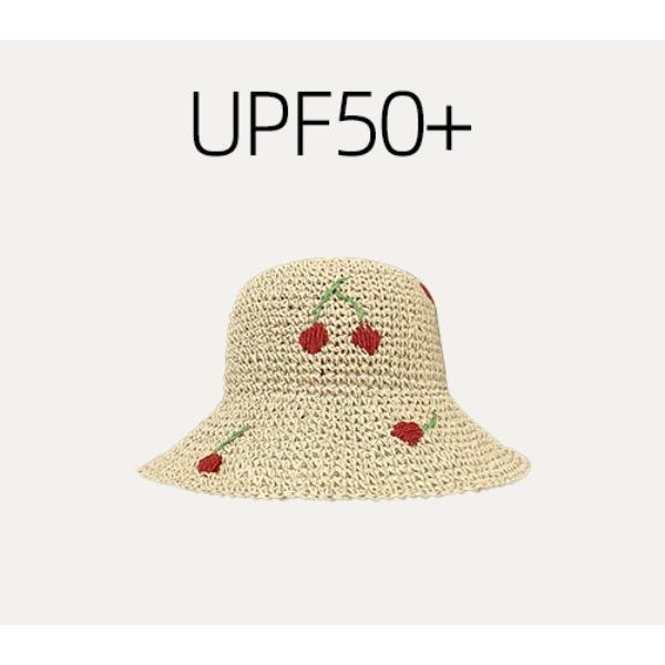 

Women s Embroidered Straw Bucket Hat Breathable Crochet Sun Hat for Summer Beach Wide Brim UV Protection Foldable Travel Sun Cap бежевий