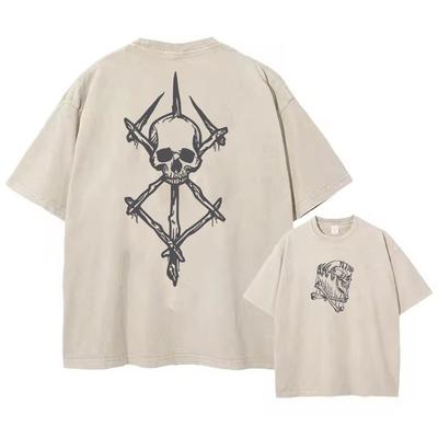 Vintage gewaschene T-Shirts Hip Hop Retro Punk Anime Berserk Print 100% Baumwoll-T-Shirts Harajuku Damen Herren Top