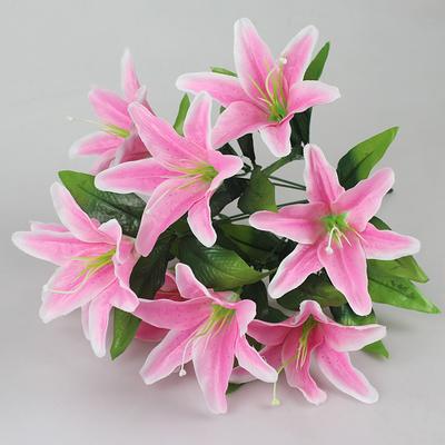 10 Köpfe Künstliche Lilienblüten Europäischer Mehrfarbiger Falscher Brautblumenstrauß Hochzeit Heim Party Dekoration Blumen