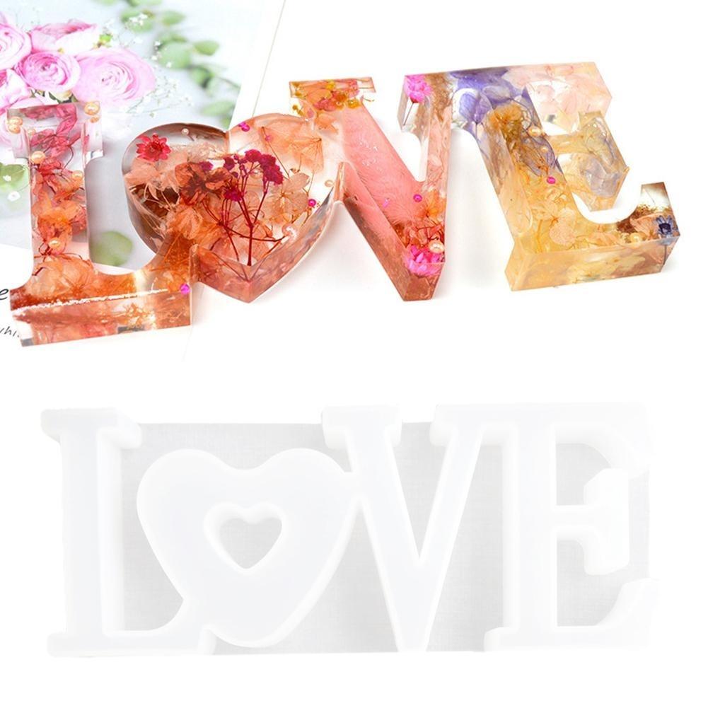 DIY Crystal Mold Handmade Pendant Crafts Letters Shape High Mirror Mold HOME LOVE Mould Soap Silucone Mold