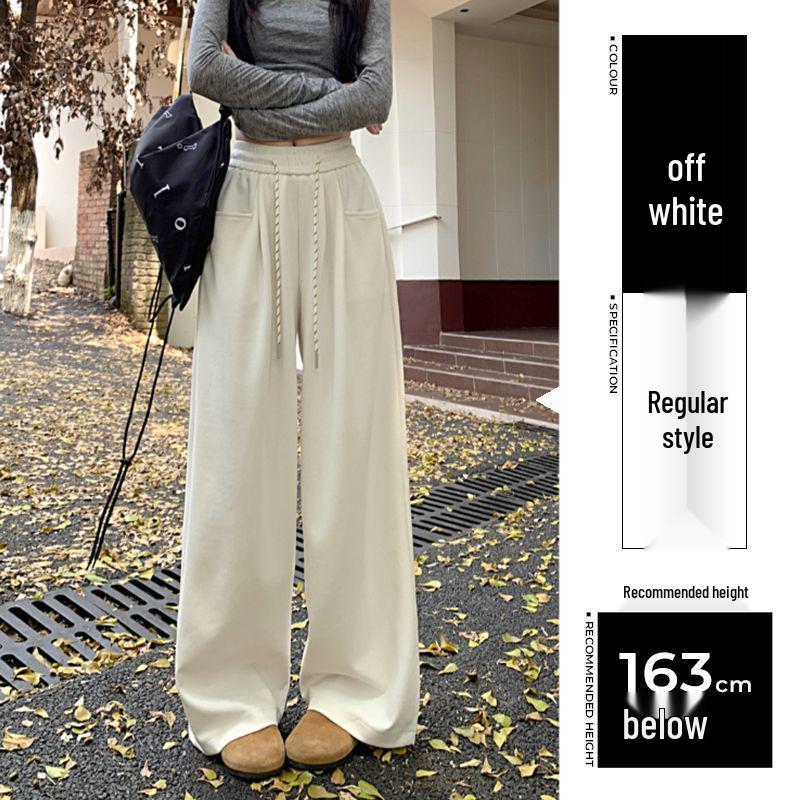 

Women s High-Waist Velvet Sports Sweatpants - Slimming, Thickened Style for Spring/Autumn, Casual Loose Fit with Drawstring XL for 125-145 lbs - Skin-friendly Fabric