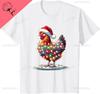 Chicken Santa Christmas Light Funny Xmas Chicken Pajamas TShirt Unisex Summer Streetwear Tops Cotton Ropa Hombre