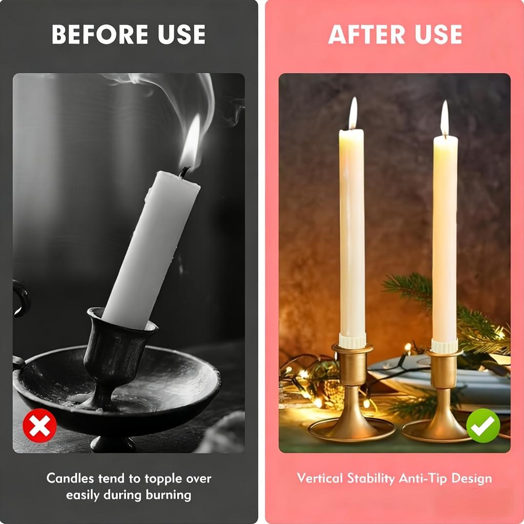 10pcs Anti-Tipping Candle Holder with Drip Protectors, Universal Decorative Stabilizer Rings for Tapers and Candles