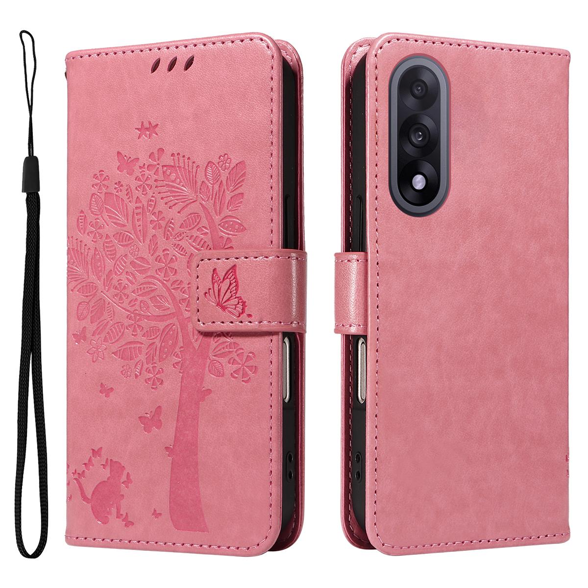 

For OnePlus Nord 5 5G/OnePlus Ace 5 Ultra 5G Phone Case with Stand Cat Tree Pattern Leather Wallet Mobile Cover Pink