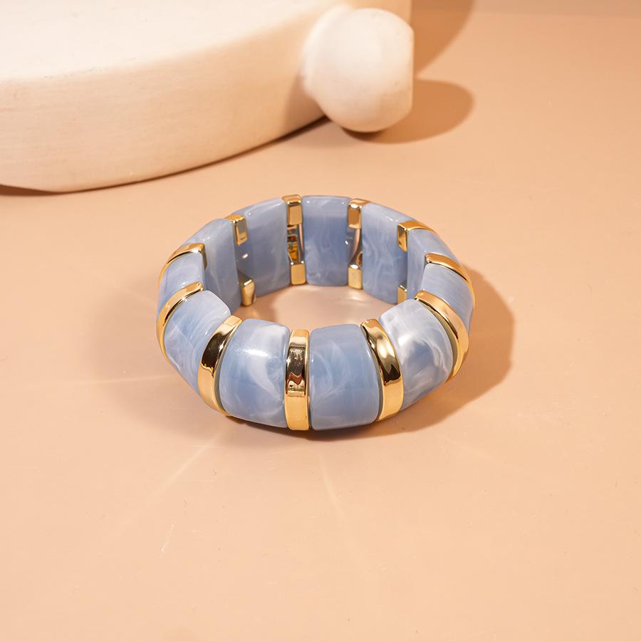 High-End European & Asian Gradient Acrylic Patchwork Bangle - Retro Exaggerated Style Wristband for Women