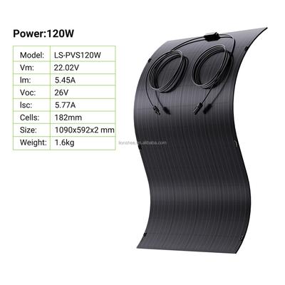 Germany Warehouse 120W Flexible Solar Panel | 109cm*59cm Portable Monocrystalline Soft Panel for Yacht, RVs, Boats, Camper