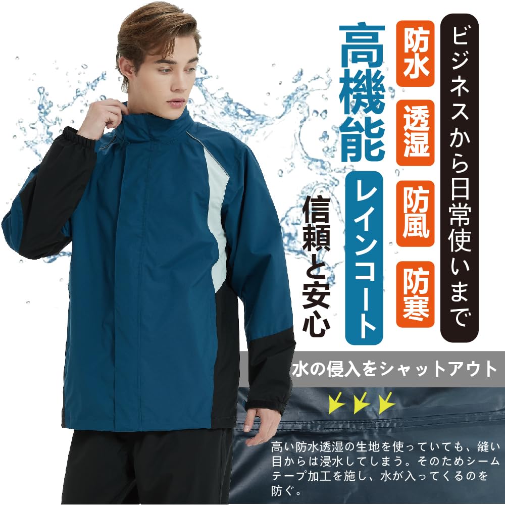 [TopKylin] Men's Waterproof Rain Suit, Breathable Windproof Jacket & Pants Set for Golf, Outdoor, Cycling, Fishing, Work, Commuting, Size 2XL