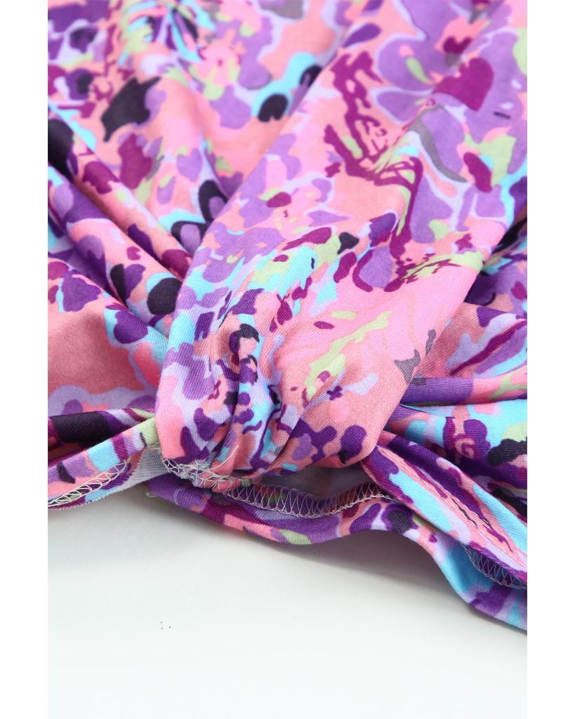 Azura Exchange Lavender Floral Print Cold Shoulder Blouse