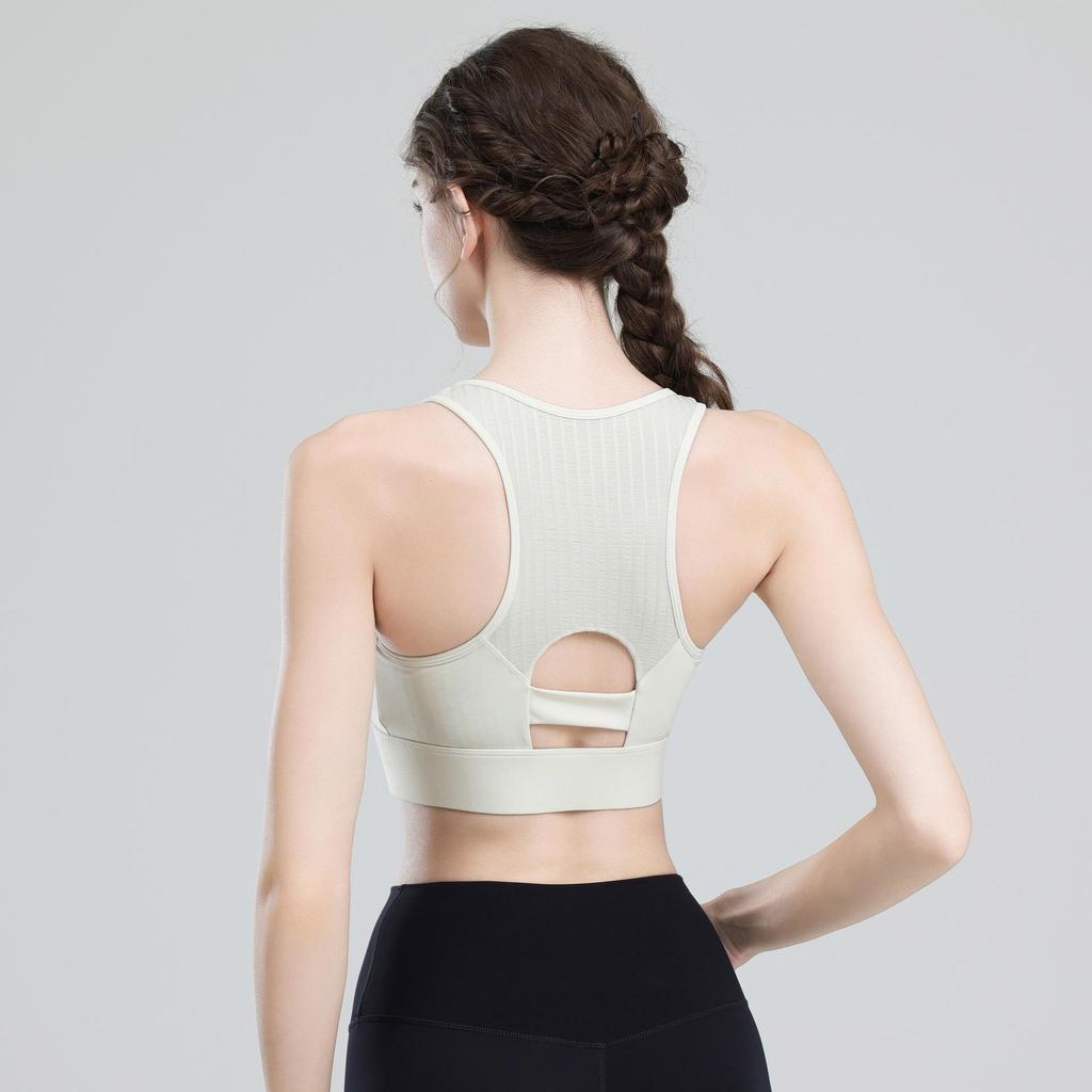 High-Intensity Quick-Dry Front Zip Sports Bra - Shockproof, Beauty Back Design for Women's Running & Yoga.