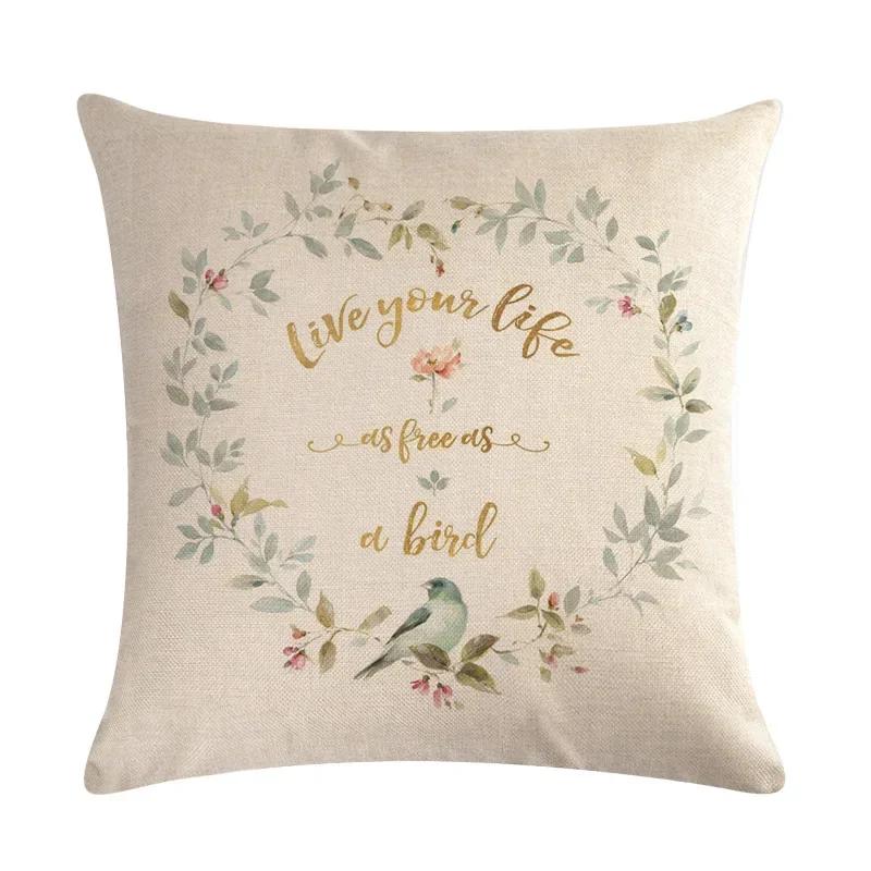 Modern Spring Paris Pillows Case Decor Home Bird Flower Pillowcase 40X40 Cm Garden Chair Pillow Pillowcases For Pillows 45X45