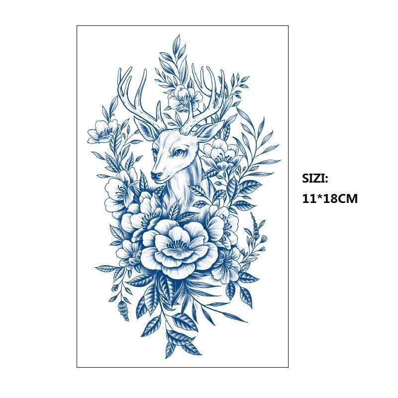 

Наклейка с травяной татуировкой, стойкая, неотражающая, в виде банта гейши, переносимая водой, держится 15 дней 11*18CM