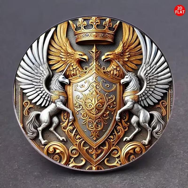 Středověký dvouhlavý orel Vintage kulatý odznak Brož pro ženy Doplněk ke kabátu Dárek