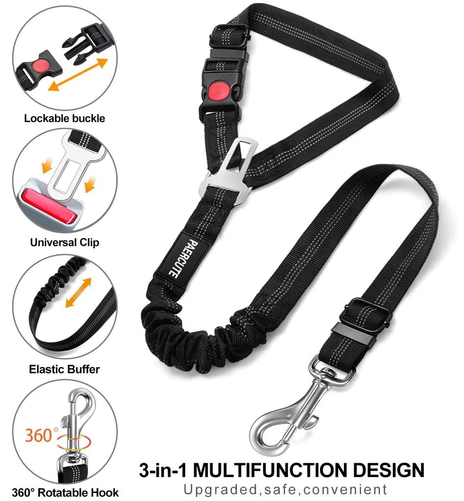 Headrest Dog Car Safety Seat Belt Dog Seat Belt Seatbelt Adjustable Car Leash with Elastic Bungee & Reflective Safety Tether
