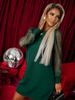 Spring Women's Clothing Imported Women's Round Neck Solid Color Mesh Long Sleeve Short Length Dress