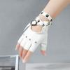 Anti-Slip Half Finger Gloves Cool Fingerless Mittens Unisex Rivets Belt Wrist Gloves  Hip-Hop
