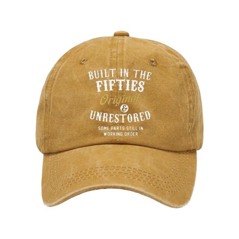 Humorous Baseball Cap with Builtin Fifties Text Wash Cotton Adjustable Dad Hat for Daily Outfit Women Men Accessory