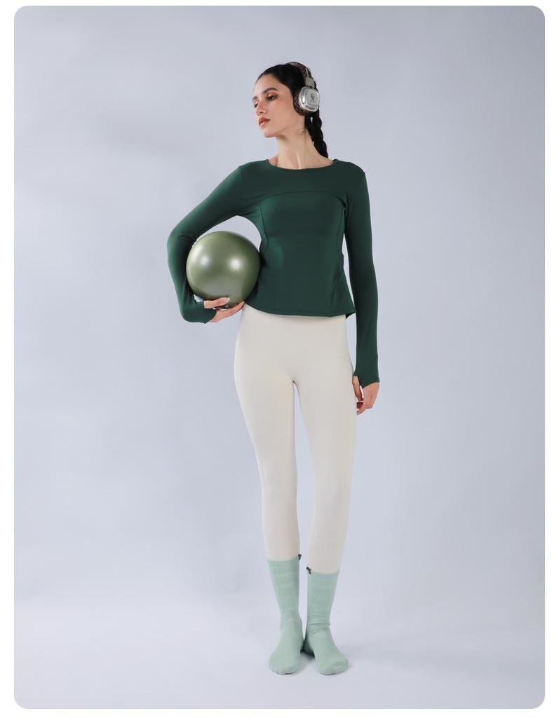 Women's Long Sleeve Yoga Top with Finger Loops - Back Slit Running & Fitness Apparel