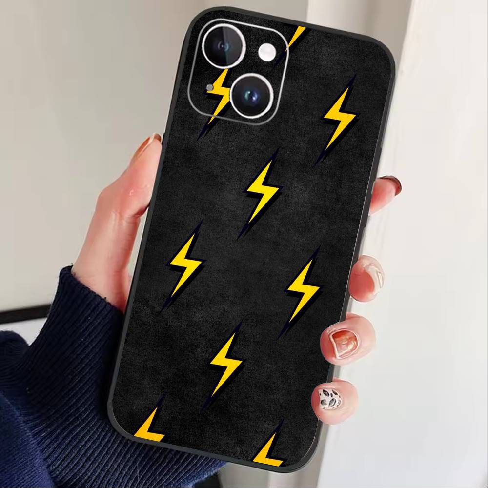 

star bone lightning bolt Phone Case For iPhone 17 16 15 14 13 12 Max Plus Silicone Black Cover iPhone17