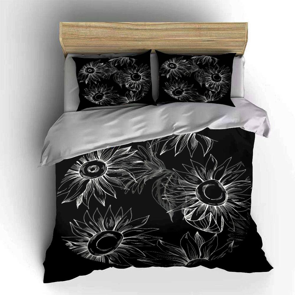 Sunflower Floral Decor Set Soft Comfortable Duvet Cover Bedding Set Included 1*Duvet Cover & 2*Pillowcases, Gift